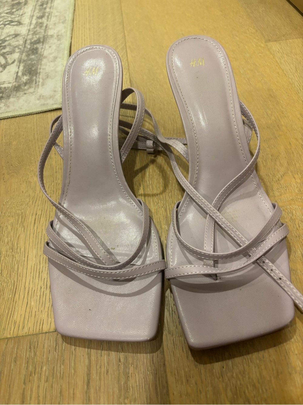 H&M Pale Lilac Strappy Square-Toe Heels